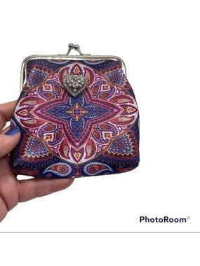 Snap Jewelry Red & Blue Paisley Micro Purse & 18mm Sparkling Heart Ginger Snap!